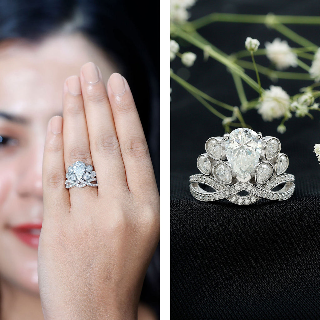 Vintage Inspired Moissanite Huge Engagement Ring