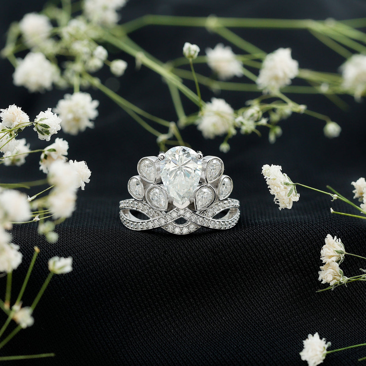 Vintage Inspired Moissanite Huge Engagement Ring