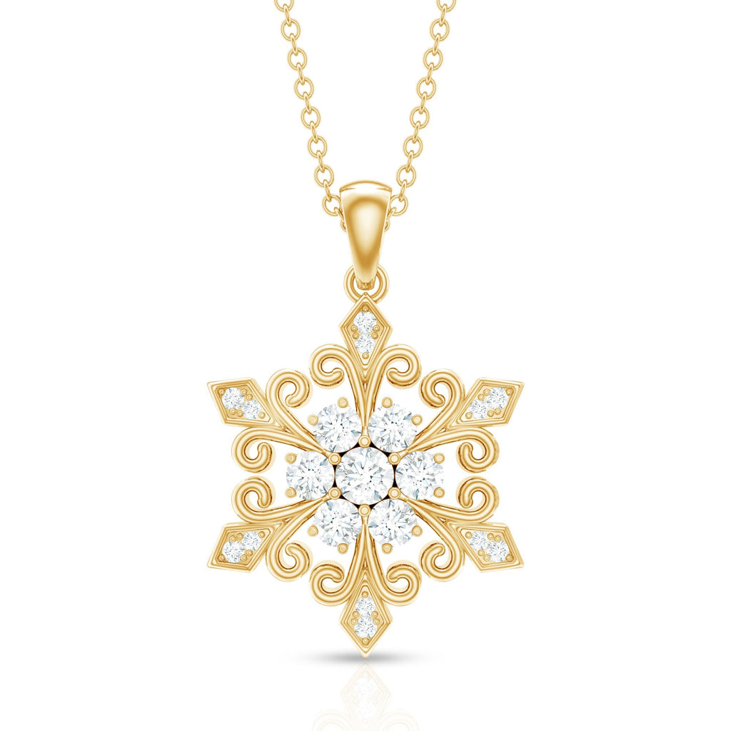 Vintage Inspired Moissanite Snowflake Pendant Necklace