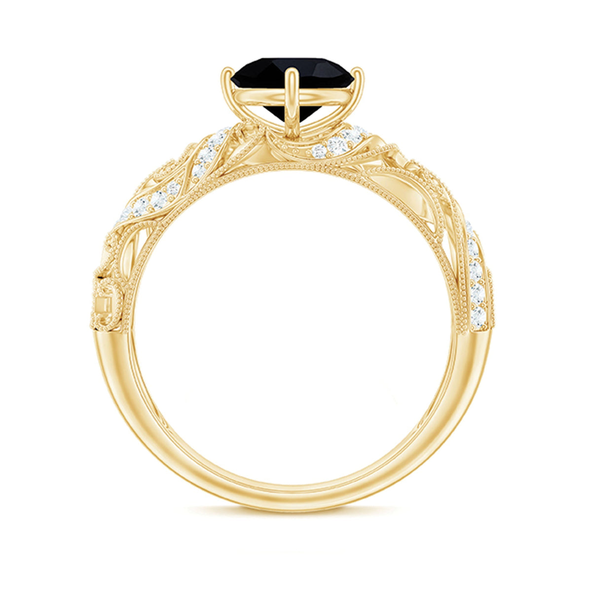 Vintage Inspired Onyx and Diamond Engagement Ring