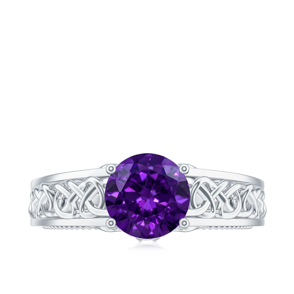 Vintage Looking 1.2 Carat Amethyst Celtic Engagement Ring with Surprise Diamond