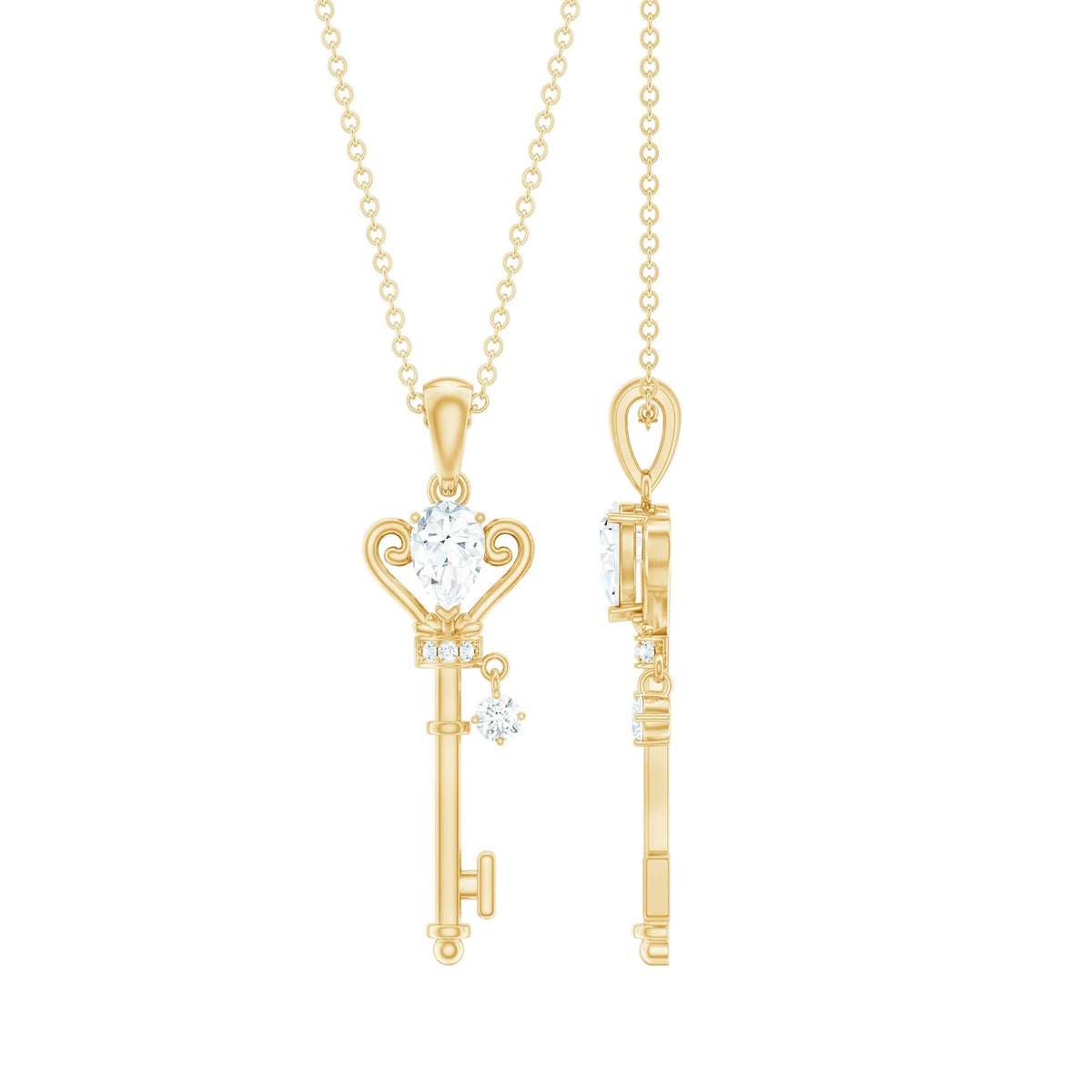 Vintage Moissanite Key Pendant for Women