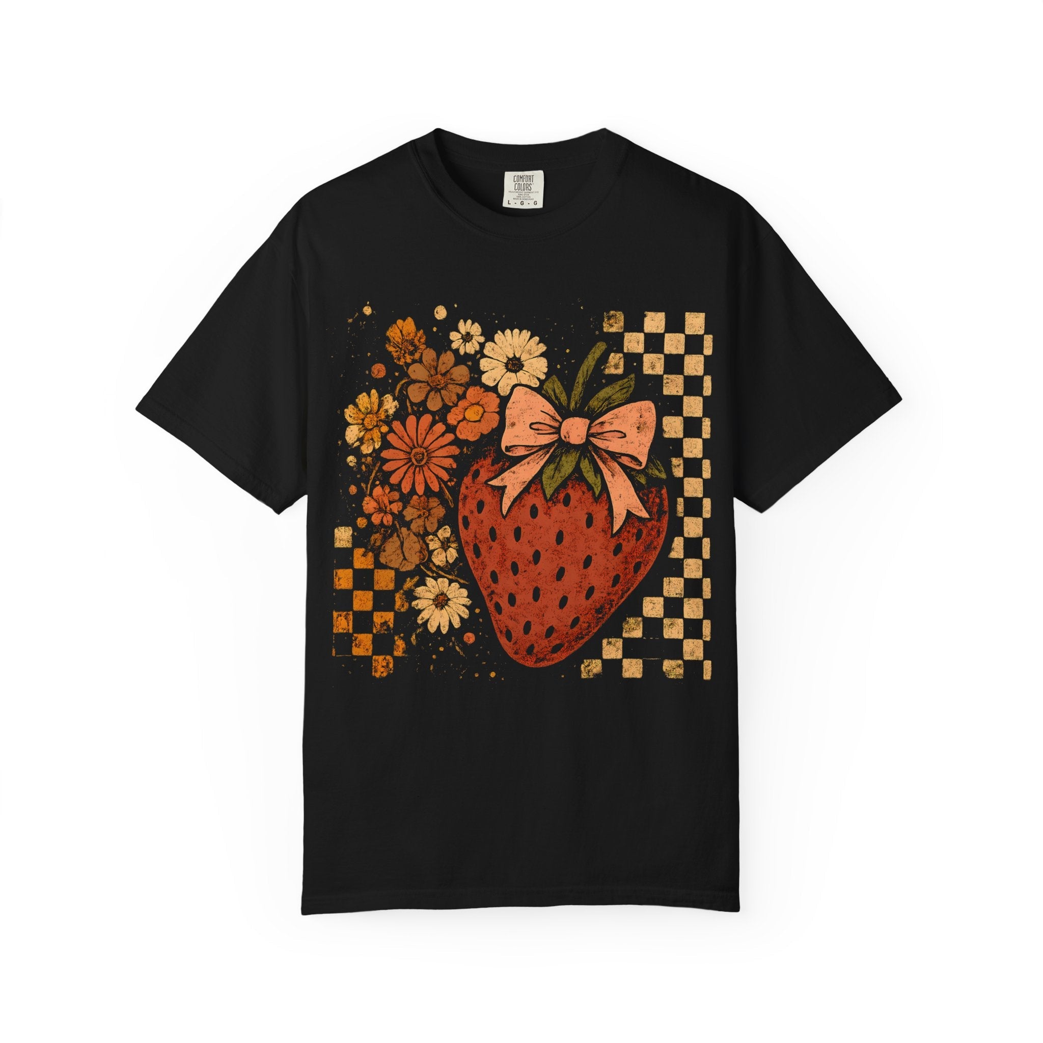 Vintage Strawberry T-Shirt – Soft Cotton Floral Print Tee | Retro Style Shirt - T-Shirt | Sunflower Soul Boutique