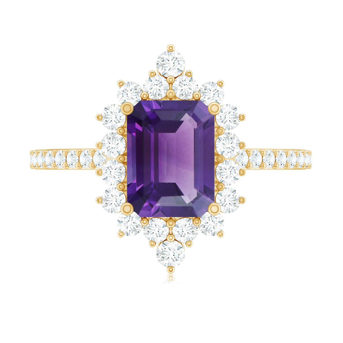 Vintage Style 1.4 Carat Emerald Cut Amethyst Engagement Ring with Diamonds