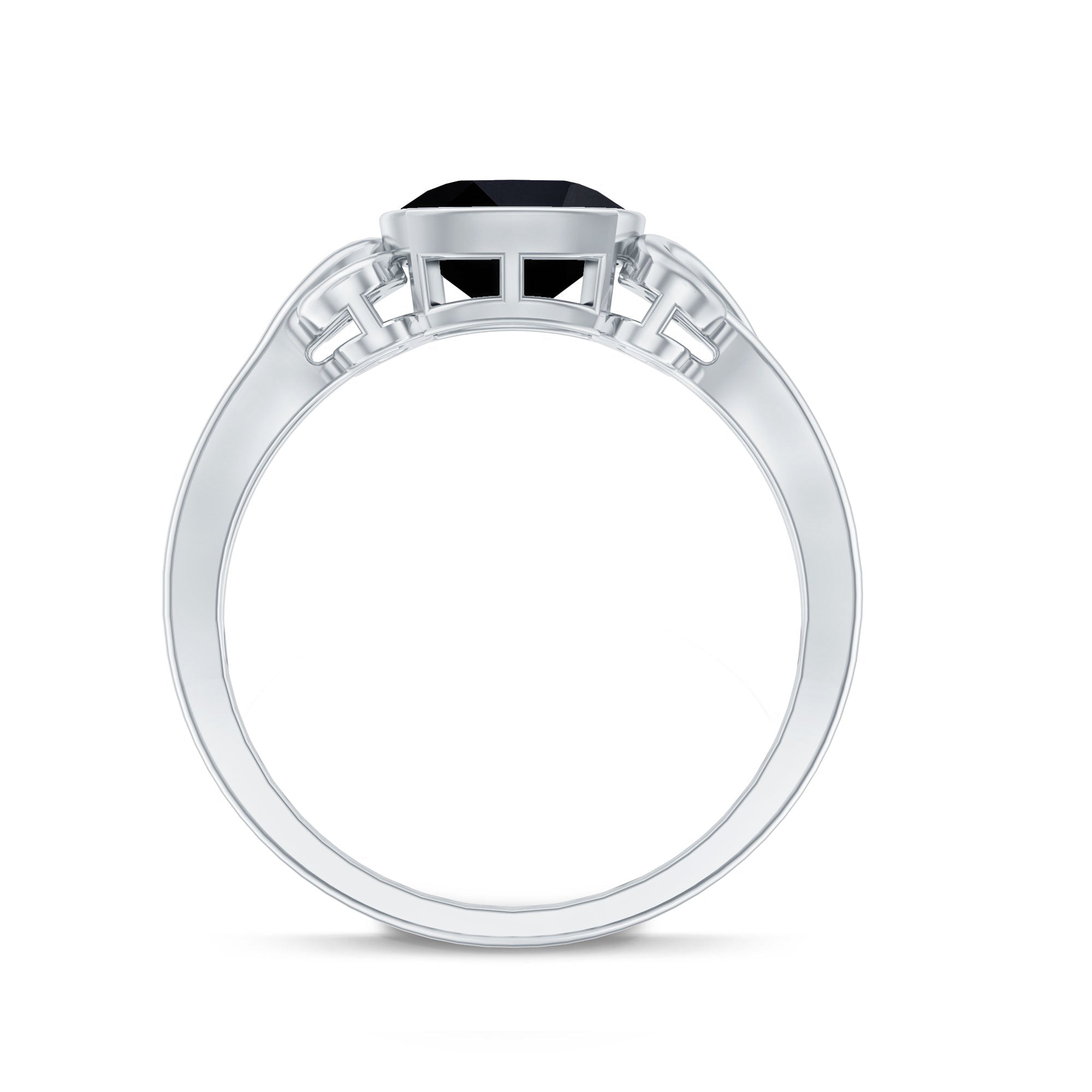 Vintage Style Black Spinel Cushion Cut Engagement Ring