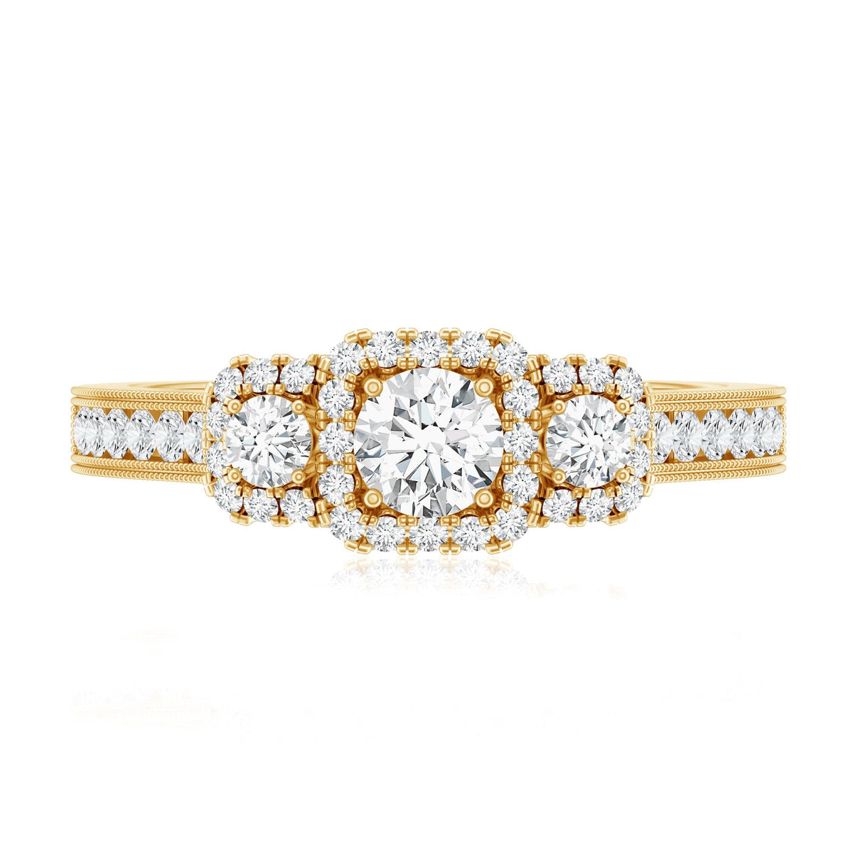 Vintage Style Moissanite 3 Stone Engagement Ring