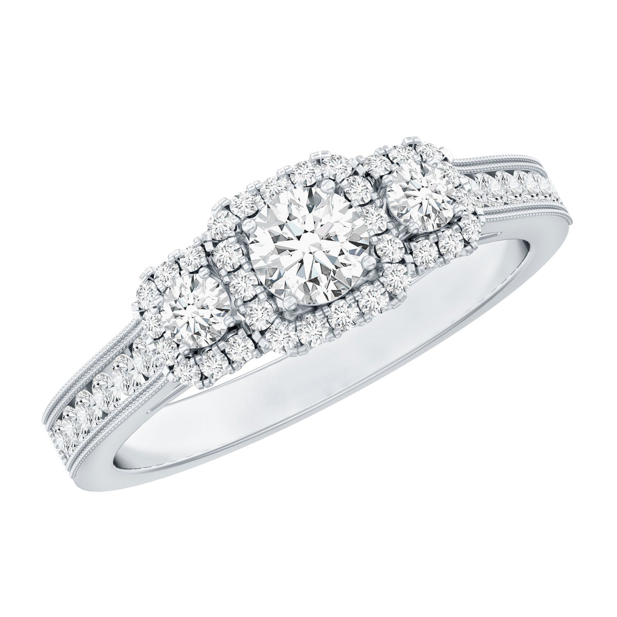 Vintage Style Moissanite 3 Stone Engagement Ring