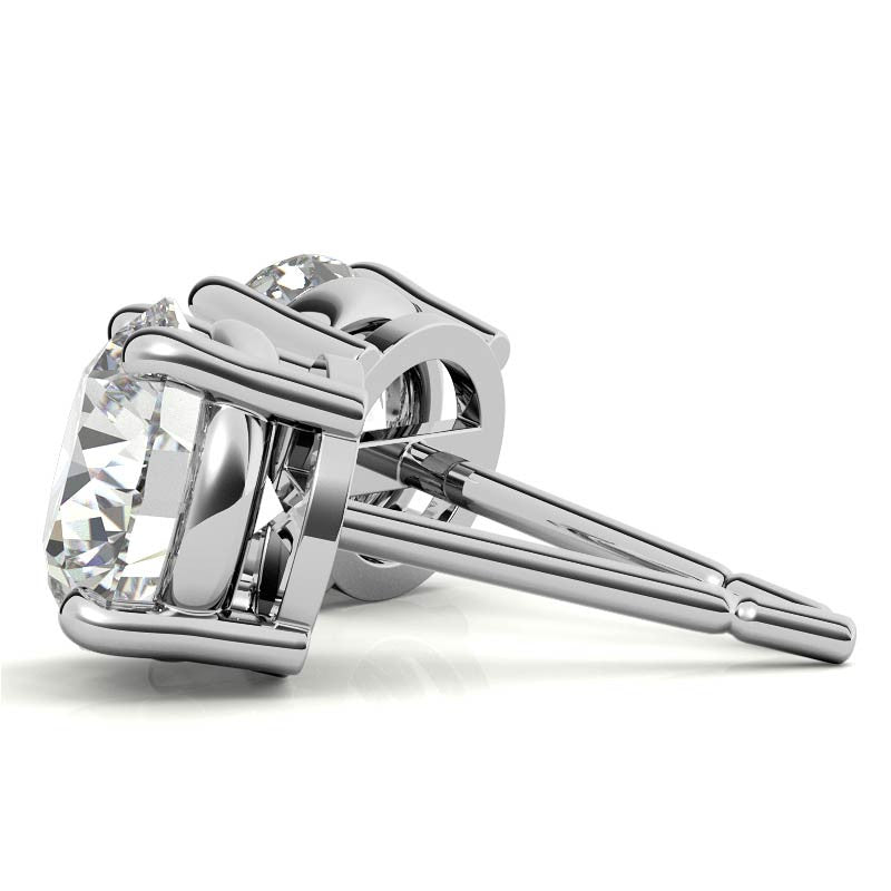 Lab Grown Diamond Earrings – 2 Carat Diamond Studs | 14K Yellow & White Gold