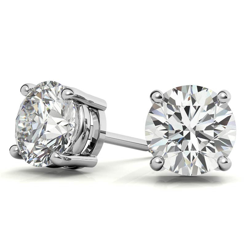Lab Grown Diamond Earrings – 2 Carat Studs in 14K Gold | AGI Certified Sparkle
