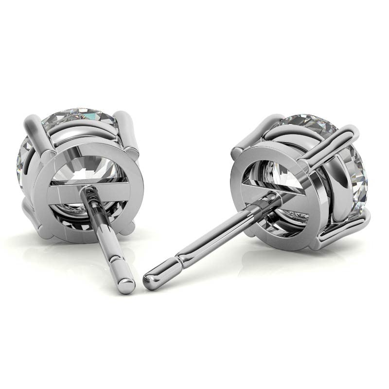 Lab Grown Diamond Earrings – 4 Carat Studs | 14K Gold, AGI Certified Round Brilliant