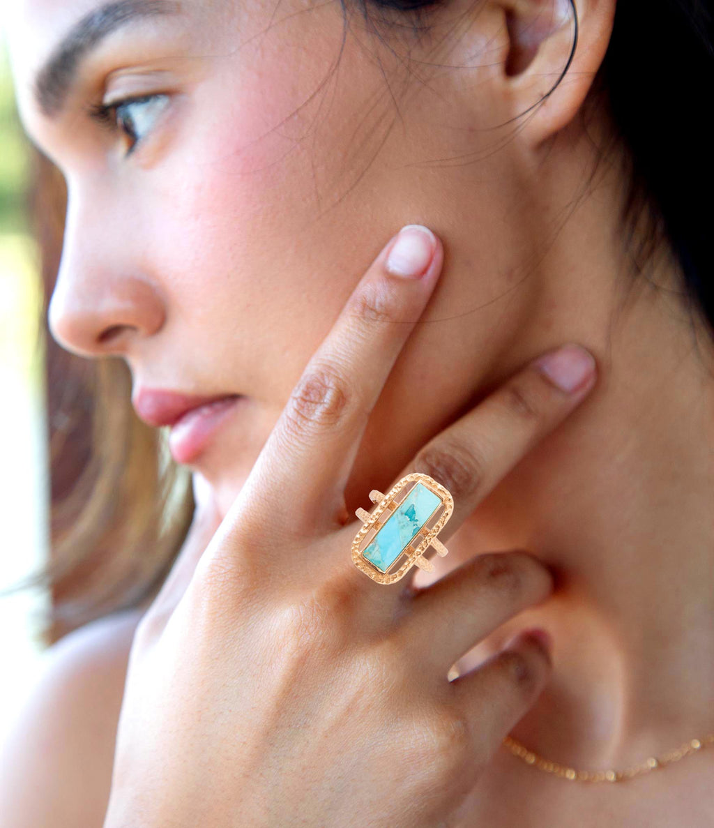 Willa Blue Turquoise Golden Statement Ring