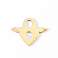 Winged Heart Lock Charm – 18K Gold Plated Stainless Steel Hypoallergenic Jewelry - charm | Sunflower Soul Boutique