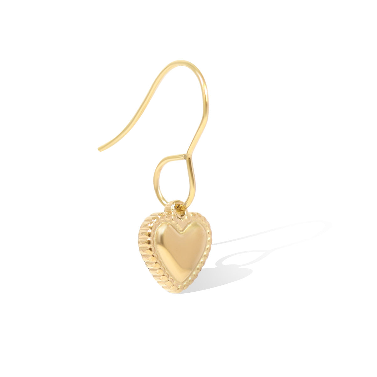 Gold Heart Charm – Beaded Trim Stainless Steel Jewelry Accent Piece for Everyday Wear