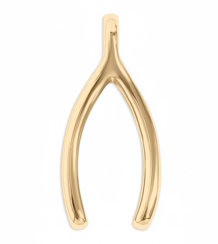 18K Gold Wishbone Charm – Hypoallergenic PVD Coated Stainless Steel Pendant