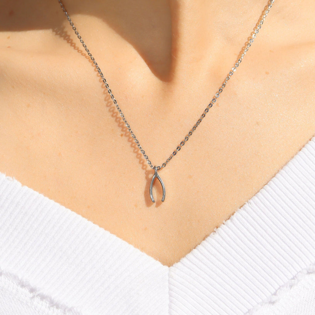 18K Gold Wishbone Charm – Hypoallergenic PVD Coated Stainless Steel Pendant