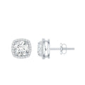 Womens 2 Carat Cubic Zirconia Halo Stud Earrings in 14K Gold Plated Silver