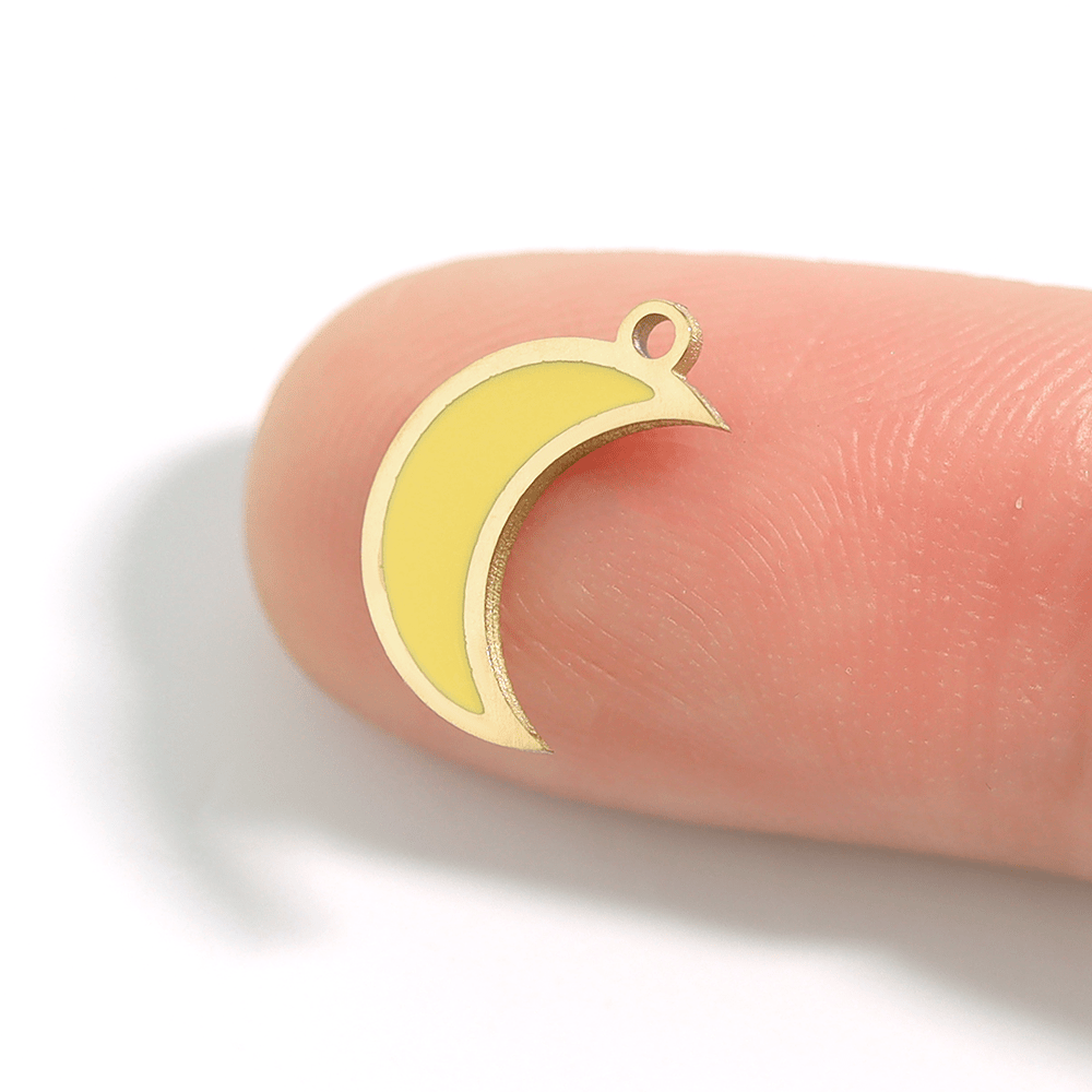 Yellow Crescent Moon Charm – 18K Gold PVD Waterproof Stainless Steel Pendant - charm | Sunflower Soul Boutique