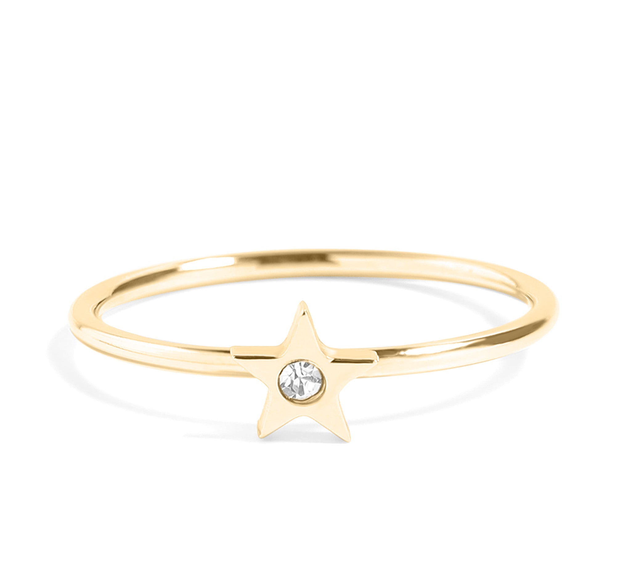 18K Gold Star Ring – Durable Stainless Steel CZ Stone Hypoallergenic Jewelry