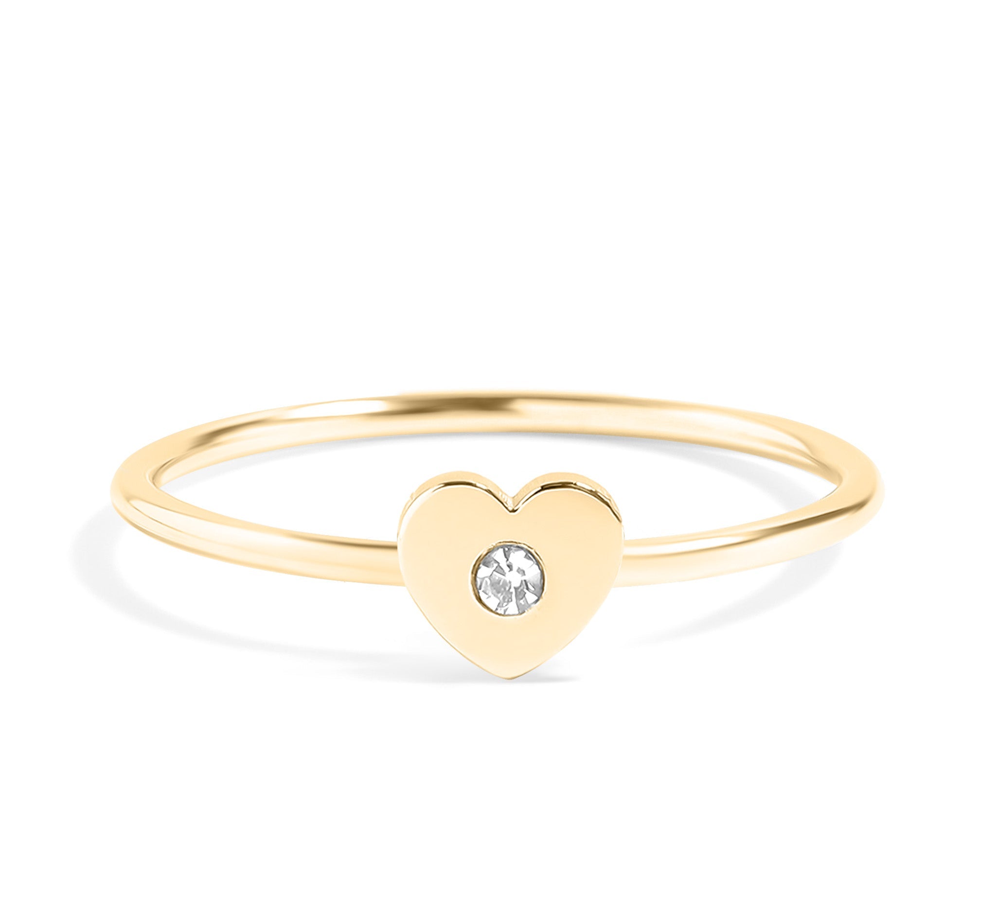 18K Gold Heart Ring – Durable Stainless Steel Waterproof CZ Jewelry