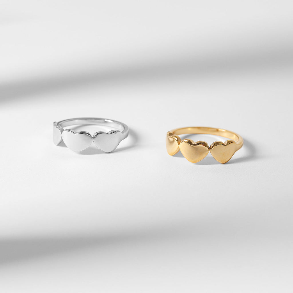 Stainless Steel Blank Engravable 3 Heart Ring Lifestyle